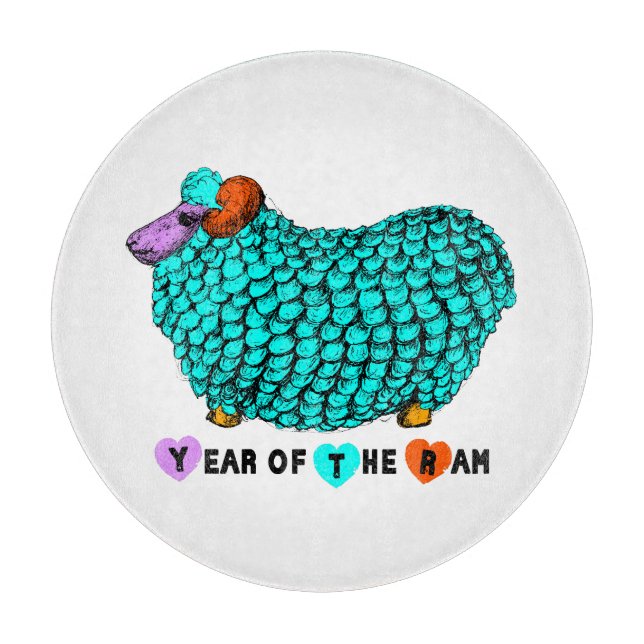 Türkise Ram Chinese Year Zodiac Cutting Board Schneidebrett (Vorderseite)