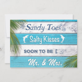 Türkise Sandy Toes Salty Kisses Engagement Party Einladung