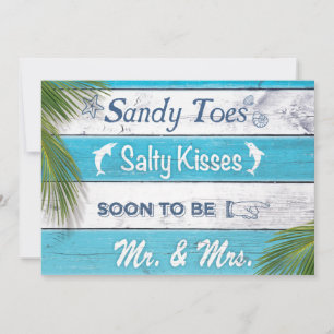 Türkise Sandy Toes Salty Kisses Engagement Party Einladung