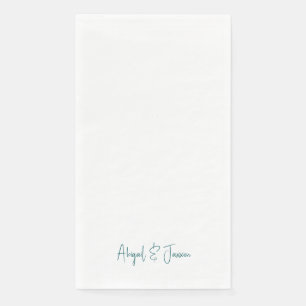 Türkise Schrift personalisierte Namen Hochzeit Serviette