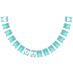 Türkise Türkis Ombre Glitter SWEET 16 SECHZEHN Wimpelkette