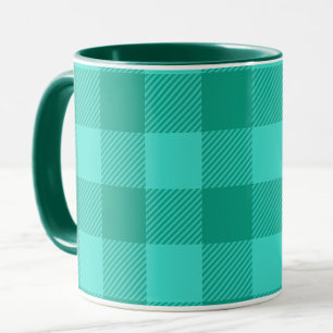 Türkise und Blaugrüne Gingham-Karo-Design Tasse