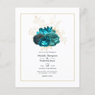 Türkise und goldene Blumenhochzeit Flyer