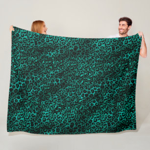 Türkise und goldene Leopardenserie Design 5 Fleecedecke