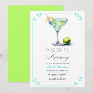 Türkise und Limettengrüne Margs & Matrimony Brautp Einladung
