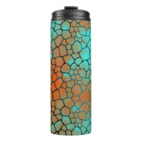 Türkise und orange Drachen-Schuppen-Thermal-Tasse