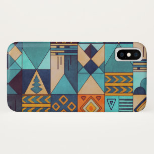 Türkise und orange Patchworkarbeit Case-Mate iPhone Hülle