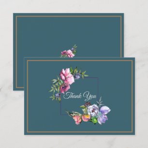 Türkise und Rosa Aquarellblumen Einladung