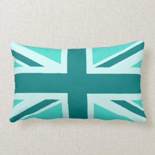 Türkise und Türkisgrüne Union Jack 2 Lendenkissen
