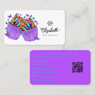 Türkise und violette Branding-Design für Nagelstud Visitenkarte