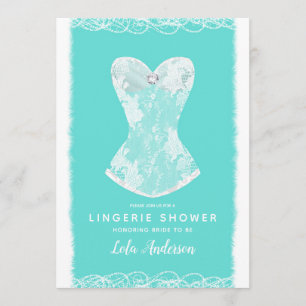 Türkise und weiße glamouröse Lingerie-Showerparty Einladung