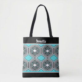 Türkise, weiße und schwarze Stammes-Tapete Tasche