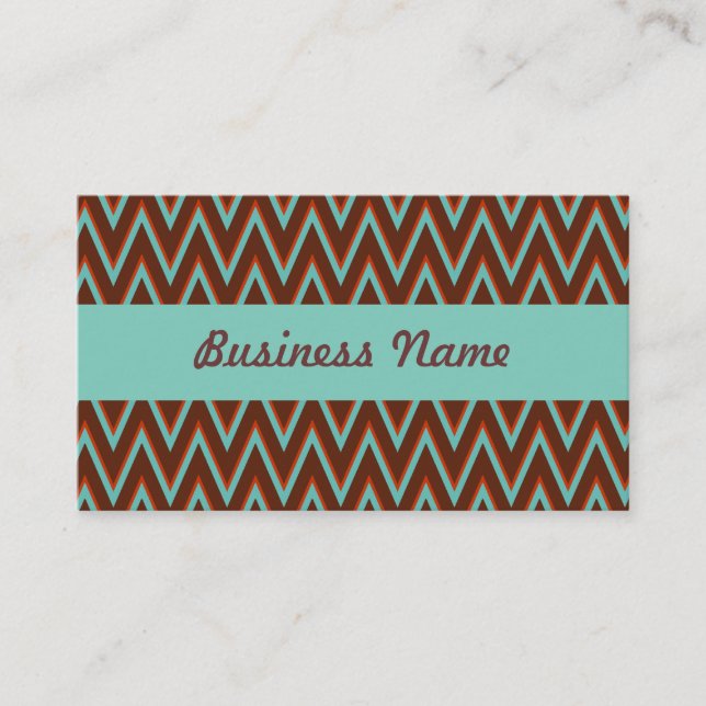 Türkise Zig Zag Business Card Visitenkarte (Vorderseite)