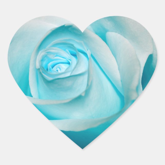 Türkiseis-Rose Herz-Aufkleber (Vorderseite)