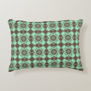 Türkiser brauner Karo-Argyle-Muster Dekokissen
