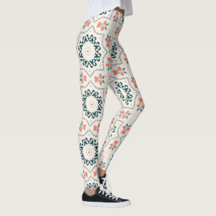 Türkiser korallischer islamischer geometrischer Bl Leggings