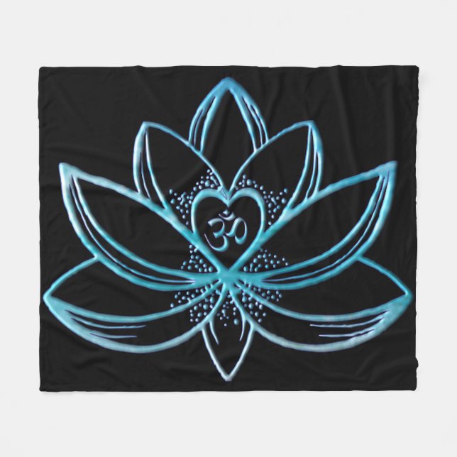 Türkiser Lotus  Fleecedecke (Vorderseite (Horizontal))