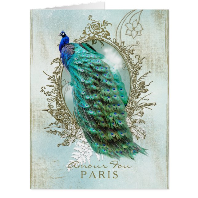 Türkiser Shabby-Pfau (Vorderseite)