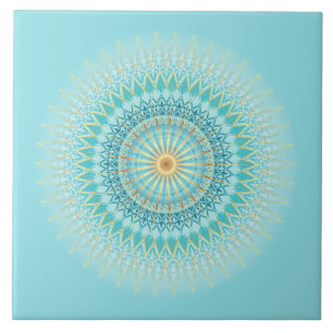 Türkises Gold Boho Mandala Fliese