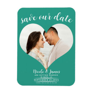 Türkises Herz Foto Hochzeit Terminankündigung Magnet