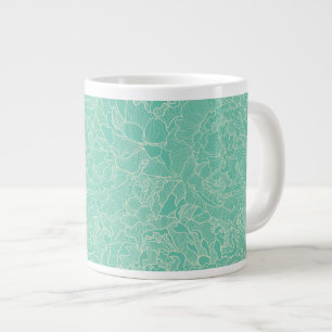 Türkises Pfingstrosenmuster Jumbo-Tasse