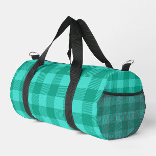 Türkises und Blaugrünes Gingham Karo Design Duffle Bag