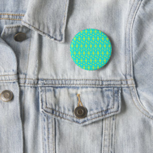 Türkises und Limettengrün geometrisches Muster Button
