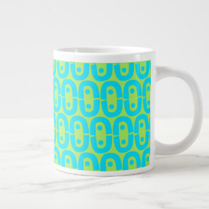 Türkises und Limettengrün geometrisches Muster Jumbo-Tasse