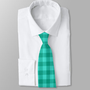 Türkises und Türkises Gingham Karo Design Krawatte