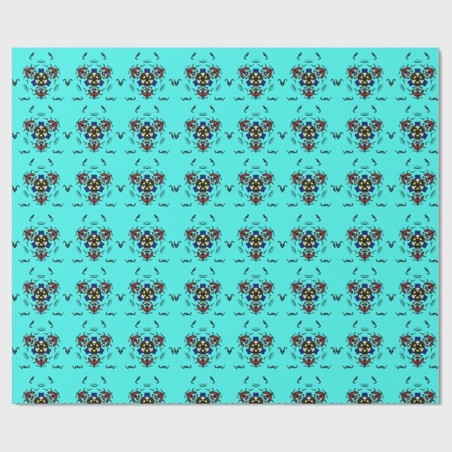 Türkises Zen-Mandala Geschenkpapier (Flach)