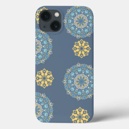 Türkisfarben Aquamarin Blau und Gelb Mandala Kunst Case-Mate iPhone Hülle