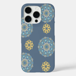 Türkisfarben Aquamarin Blau und Gelb Mandala Kunst iPhone 16 Pro Hülle
