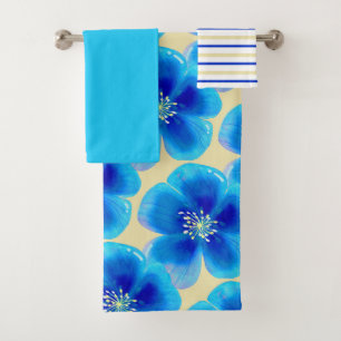 Türkisfarben Blau & Gelb Fröhlich Floral Badhandtuch Set