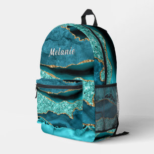 Türkisfarben Blau Gold Glitzer Rucksack mit indivi