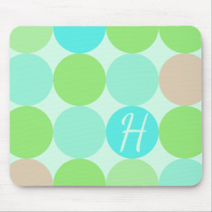 Türkisfarben Blau Grün und Orange Kreise Monogramm Mousepad