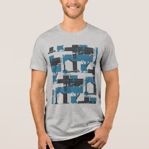 Türkisfarben Charcoal Weiß Geometrisches MCM Desig Tri-Blend Shirt