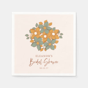 Türkisfarben Gelb Boho Retro Floral Brautparty Cus Serviette