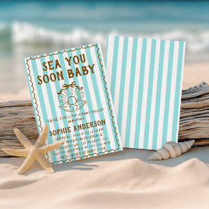 Türkisfarben Gestreift Meer Bald Baby Baby Shower Einladung