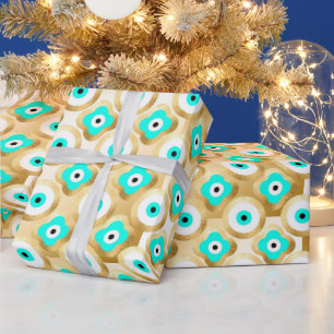 Türkisfarben Gold und blaues drittes Auge Geschenkpapier