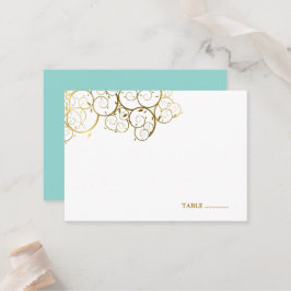 Türkisfarben & Goldene Spiralen Elegante Hochzeit Platzkarte