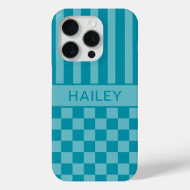 Türkisfarben kariert gestreift personalisiert Case-Mate iPhone hülle