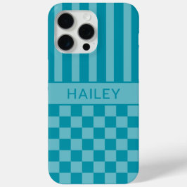 Türkisfarben kariert gestreift personalisiert Case-Mate iPhone hülle