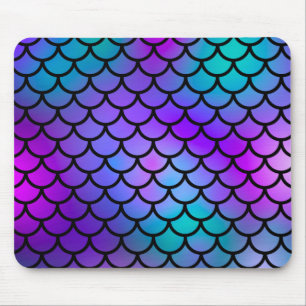 Türkisfarben Lila Rosa Blau Meerjungfrau Schuppen  Mousepad