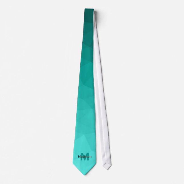 Türkisfarben-Maschenmuster Monogramm Krawatte (Vorderseite)