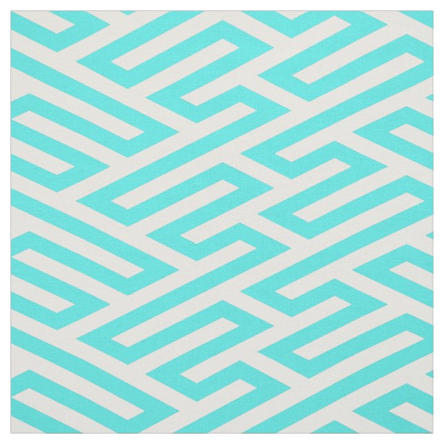 Türkisfarben Maze Geometrie Stoff (Muster)