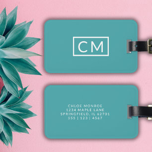 Türkisfarben Moderne Monogram Einfache Initialen G Gepäckanhänger