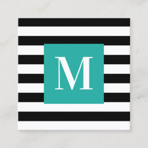 Türkisfarben-Monogramm Quadratische Visitenkarte