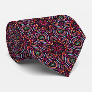 Türkisfarben Pink Lila Orange Kaleidoskop-Muster Krawatte