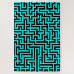 Türkisfarben-schwarze Labyrinthlinien