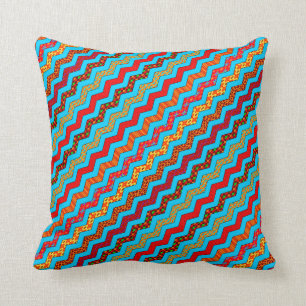 Türkisfarben Streifen Zig Zag Geometrische Design Kissen